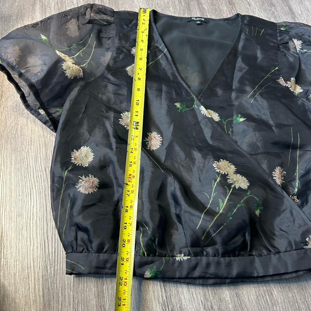 Madewell Black Floral Wrap Blouse - Picture 10 of 12